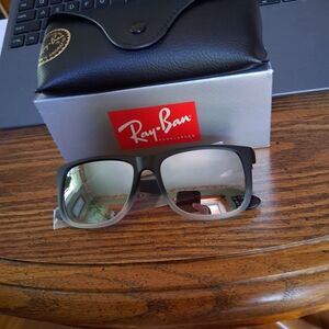 Ray-Ban Black Faded To Gray Frame With Silver Mirror Lenses. Brand New.